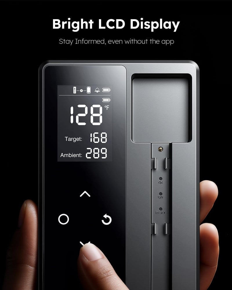 KAMDKI Smart Wireless Meat Thermometer with Ultra-Thin Probe, Digital Food Thermometer 0.5S Instant Read, 600FT Bluetooth Range Real-Time Monitoring & Smart Alerts for BBQ, Grill, Smoker, Oven, Air Fryer - Image 3